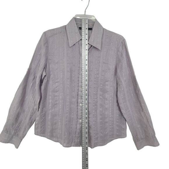 Lafayette 148 Button Down Shirt Long Sleeve Collared Neck Grey Size 6 - Picture 4 of 10